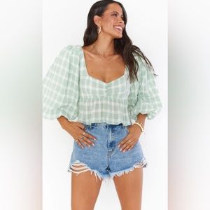 NWT! Show Me Your Mumu • Angelique Top in Green Plaid • SZ XS • Retail $134